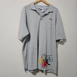 Rocawear Mens Grey Graphic Polo Shirt Short Sleeve Cotton 2XL Streetwear Logo